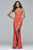 7977 Long jersey v-neck with illusion and adjustable lace-up back
