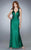 La Femme - Halter Gown with Plunging Neck and Crisscross Back 12298 In Green