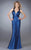 La Femme - Halter Gown with Plunging Neck and Crisscross Back 12298 In Blue