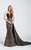 Ellie Wilde - EW21768 Strapless Metallic Dress in Black and Brown