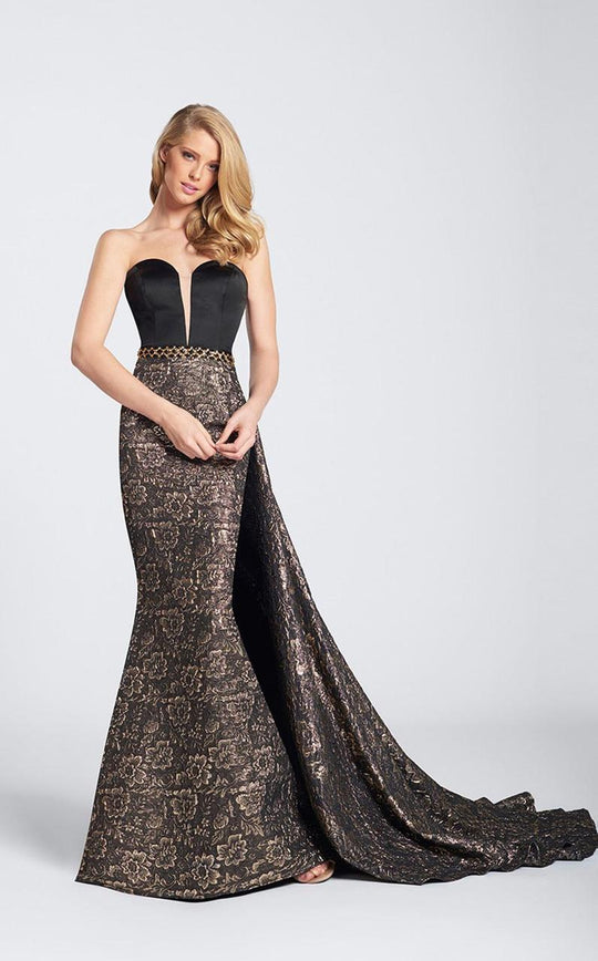 Ellie Wilde - EW21768 Strapless Metallic Dress in Black and Brown