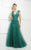 Montage by Mon Cheri - 217D84 Laced V-Neck A-Line Dress in Green