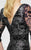 Montage by Mon Cheri - 217932 Embroidered Illusion Sleeve Gown in Black and Gray