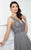 Montage by Mon Cheri Beaded V-neck A-line Dress 217935 In Gray