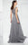 Montage by Mon Cheri - 217935 Beaded V-neck A-line Dress in Gray