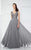 Montage by Mon Cheri Beaded V-neck A-line Dress 217935 In Gray