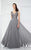 Montage by Mon Cheri - 217935 Beaded V-neck A-line Dress in Gray
