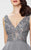 Montage by Mon Cheri Beaded V-neck A-line Dress 217935 In Gray