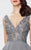 Montage by Mon Cheri - 217935 Beaded V-neck A-line Dress in Gray