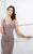 Montage by Mon Cheri - 217936 Embellished V-neck Sheath Dress in Brown
