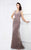 Montage by Mon Cheri - 217936 Embellished V-neck Sheath Dress in Brown