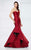 Montage by Mon Cheri - 217938 Strapless Mikado Ruffled Evening Gown in Red and Black