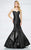 Montage by Mon Cheri - 217938 Strapless Mikado Ruffled Evening Gown in Black and Gray