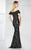 Montage by Mon Cheri - 217941 Off-the-Shoulder Lace Evening Gown in Black and Silver