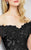 Montage by Mon Cheri - 217941 Off-the-Shoulder Lace Evening Gown in Black and Silver