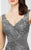 Montage by Mon Cheri - 217942 Embroidered Ruched Sheath Gown in Gray