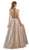 Poly USA - 7984 Sleeveless Beaded Halter A-line Dress in Neutral