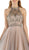 Poly USA - 7984 Sleeveless Beaded Halter A-line Dress in Neutral