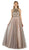 Poly USA - 7984 Sleeveless Beaded Halter A-line Dress in Neutral