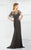 Montage by Mon Cheri Beaded Sheer Capelet Sheath Gown In Gray