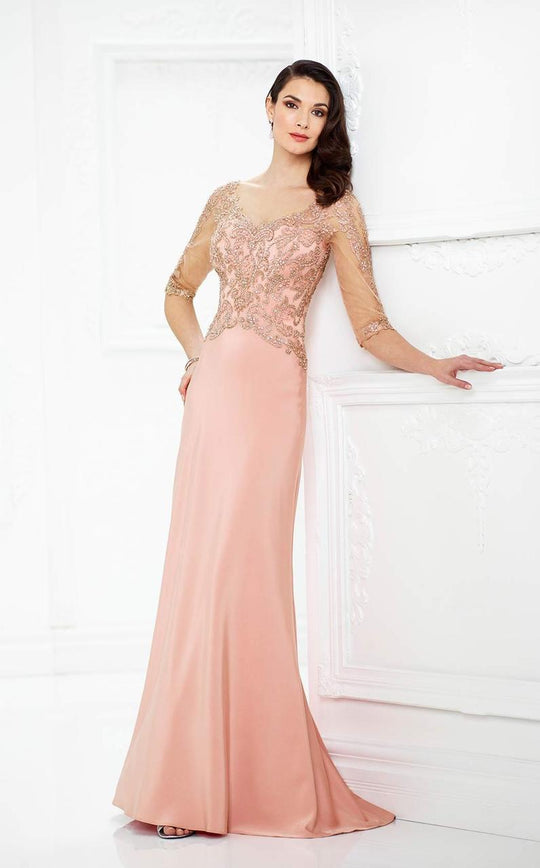 Montage by Mon Cheri - 217950 Divinely Beaded Sheath Dress in Pink