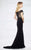 Montage by Mon Cheri - 217951 Off-the-Shoulder Beaded Lace Gown in Black and Neutral