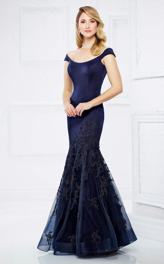 Montage by Mon Cheri - 217952 Off-Shoulder Tulle Dress in Blue