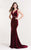 Alyce Paris  - 8026 V-neck Velvet Trumpet Dress in Wine Red