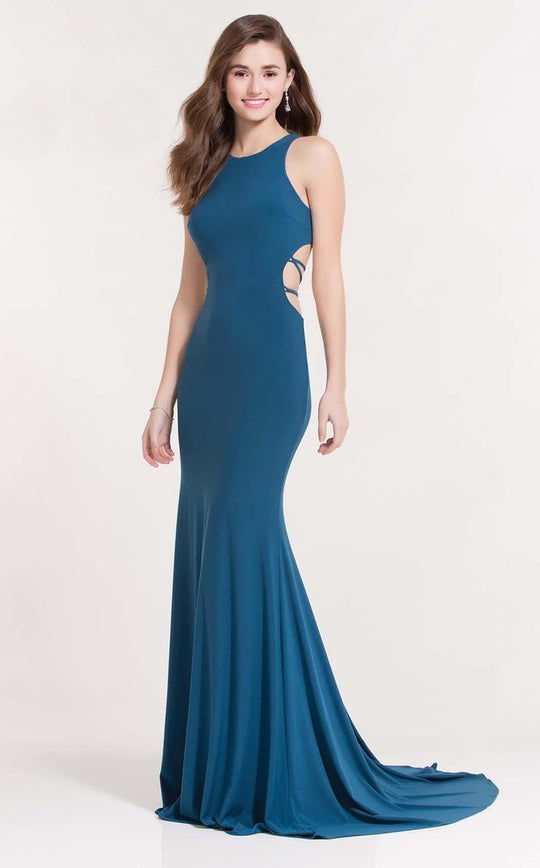 Alyce Paris  - 8048 Halter Jersey Trumpet Dress in Green