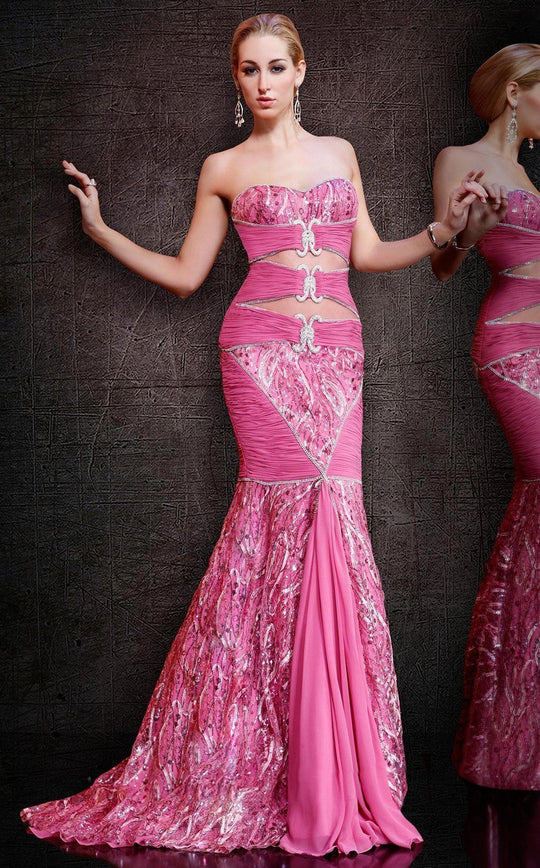 MNM Couture - 7991 Bejeweled Sweetheart Sheath Dress  in Pink