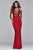 7992 Long jersey v-neck stretch dress with sequins