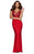 Faviana - Sequined Long Jersey V-Neck Stretch Dress 7992 in Red