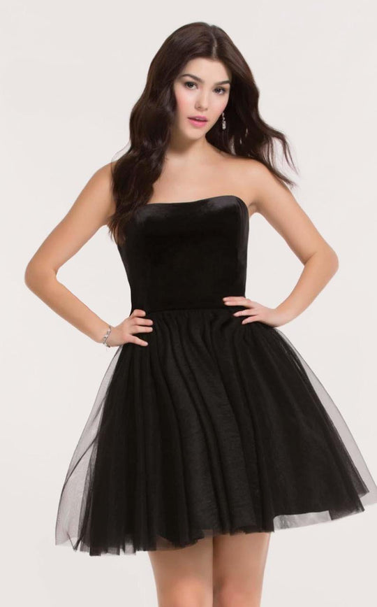 Alyce Paris Ballet - 2634 Velvet/Tulle A-line Dress in Black