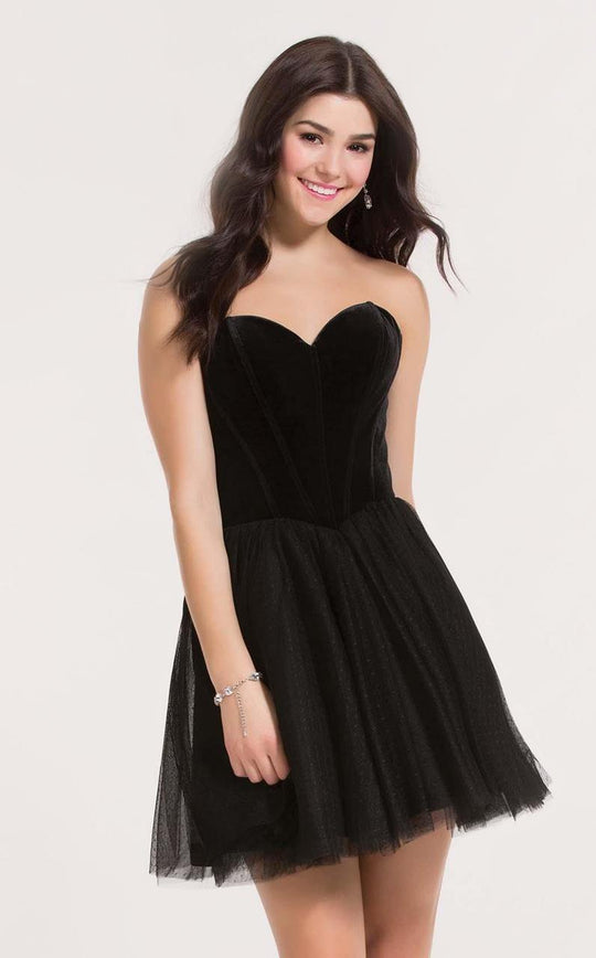 Alyce Paris Ballet - 2635 Sweetheart Velvet/Tulle A-line Dress in Black