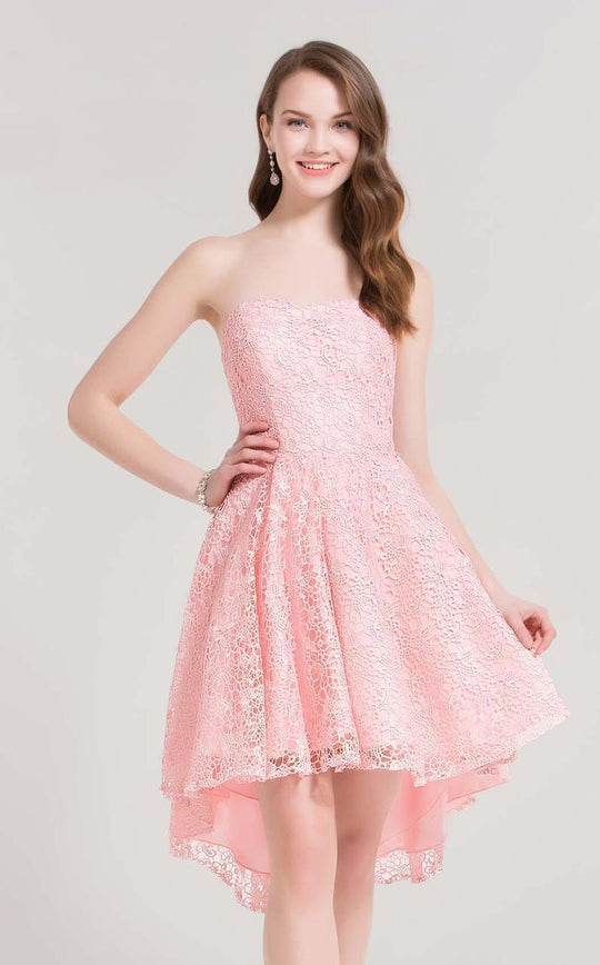 Alyce Paris  - 3696 Lacy Semi Sweetheart Cocktail Dress in Pink