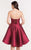 Alyce Paris  - 3697 Shiny Hi-Lo Trimmed Cocktail Dress in Red