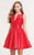 Alyce Paris  - 3706 Deep V Mikado Cocktail Dress in Red