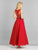 Dave & Johnny - A7995 Floral Applique Illusion Lace Gown In Red
