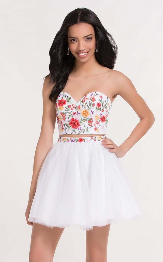 Alyce Paris  - 3740 Two Piece Embroidered Mini Dress in White