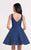 Alyce Paris Homecoming - 3743 Sleeveless V-Neck A-Line Dress in Blue and Print