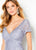 Cameron Blake - 219679 V-Neck Short Sleeves Lace Dress In Gray