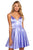 Sherri Hill - 52253 Sleeveless V-Neck Satin Short Dress In Purple