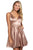 Sherri Hill - 53081 Sleeveless V-Neck Scoop Back A-Line Short Dress In Gold and Brown