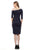 Jovani - 1035 Quarter Length Sleeve Knee Length Sheath Dress In Blue