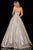 Sherri Hill - 52964 High Halter Neck Glitter Mesh Full A-Line Dress In Neutral and Silver