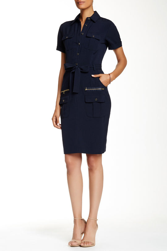 Zac & Rachel - 7W6S196K6 Collared Button Down Dress in Blue