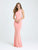 Madison James Fitted Bateau Sheath Evening Gown - 1 pc Salmon In Size 08 Available In Pink