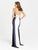Madison James - 16-381 Strapless Colorblock Dress In White