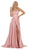 May Queen - MQ1642 Halter Neck Tie String Back A-Line Satin Gown In Pink