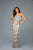 Scala - 48934 Embellished Fringed Sheath Evening Dress In Gray and Silver